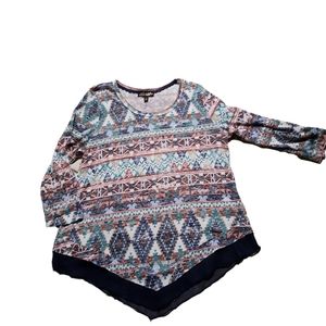 Absolutely Famous Women's 3/4 Sleeve Sheer Blue Lightweight Tunic Size Large D53